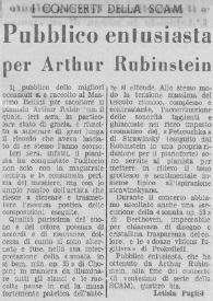 I concerti della scam : Pubblico entusiasta per Arthur Rubinstein