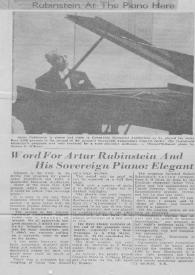Rubinstein At The Piano Here : Word For Artur (Arthur) Rubinstein And His Sovereign Piano : Elegant