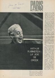 Arthur Rubinstein : la joie de créer