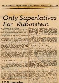 Only Superlatives for Rubinstein