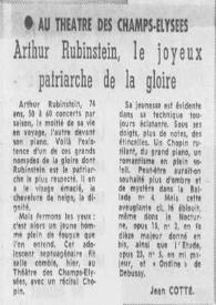 Arthur Rubinstein, le joyeux patriarche de la gloire