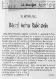 Au Victoria Hall : Récital Arthur Rubinstein