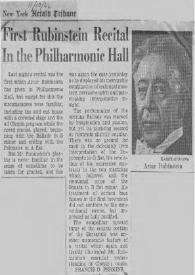 First Rubinstein Recital in the Philharmonic Hall