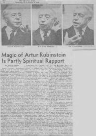 Magic of Artur (Arthur) Rubinstein Is Partly Spiritual Rapport
