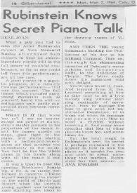 Rubinstein knows secret piano talk