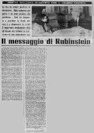 Nostra esclusiva intervista con il celebre pianista : il messaggio di Rubinstein
