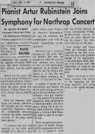 Pianist Artur (Arthur) Rubinstein Joins Symphony for Northrop Concert