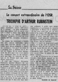 Le concert extraordinaire de l'OSR : triomphe d'Arthur Rubinstein