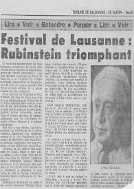 Festival de Lausanne : Rubinstein triomphant