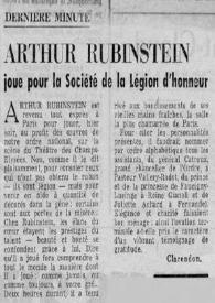 Arthur Rubinstein joue pour la Société de la Légion d'honneur
