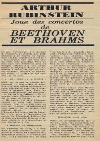 Arthur Rubinstein joue des concertos de Beethoven et Brahms