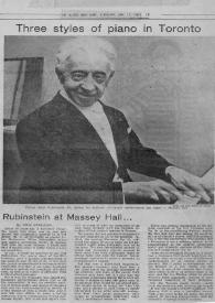Three styles of piano in Toronto : Rubinstein at Massey Hall...