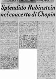 Eccezionale serata alla Filarmonica : splendido Rubinstein nel concerto di Chopin