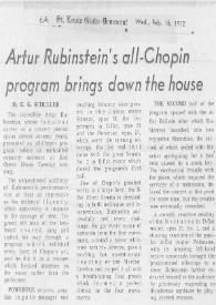 Arthur Rubinstein's all-Chopin program brings down the house