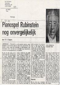 Pianospel Rubinstein nog onvergelijkelijk