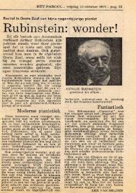 Recital in grote zaal van bijna negentigjarige pianist : Rubinstein : wonder!