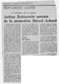 Recueil des Lettres des Laureats 1976 : La Fondation de la Vocacion : Arthur Rubinstein parrain de la promotion Marcel-Achard