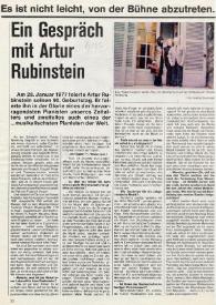 Ein gespräch mit Artur (Arthur) Rubinstein