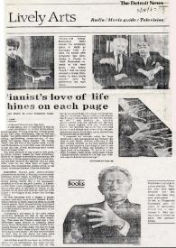 Pianist's love of life shines on each page : Rubinstein's book reflects youthful, free spirit at age 93