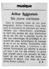 Arthur Rubinstein : Ma jeune vieillesse