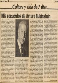 Mis recuerdos de Arturo (Arthur) Rubinstein