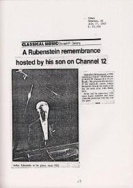 A Rubenstein (Rubinstein) remembrance hosted by his son on Channel 12