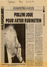 Pollini Joue Pour Artur  (Arthur) Rubinstein