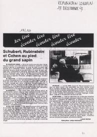 Schubert, Rubinstein et Cohen au pied du grand sapin
