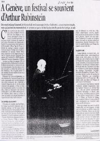 A Genève, un festival se souvient d'Arthur Rubinstein : Dès mardi et jusqu'à samedi, le Victoria Hall rend hommage à Arthur Rubinstein. Une entreprise risquée, mais qui promet des moments forts. A commencer par le récital du pianiste Alexander Korsantiya, ce soir.