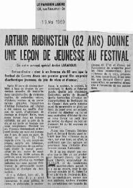 Arthur Rubinstein (82 ans) donne une leçon de jeunesse au festival