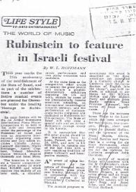 Rubinstein to feature in Israeli festival