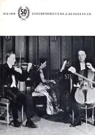 Programa de concierto del pianista  Hephsibah Menuhin, del violinista Yehudu Menuhin y el chelo Maurice Gendron