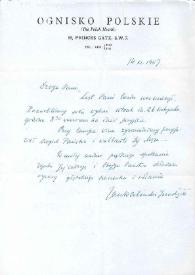 Carta dirigida a Aniela Rubinstein. Londres (Inglaterra), 14-11-1957