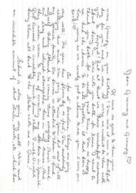 Carta dirigida a Aniela y Arthur Rubinstein. Barcelona (España)