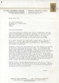 Carta dirigida a Aniela Rubinstein. Tel Aviv (Israel), 10-03-1977