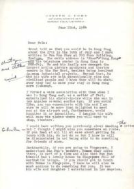 Carta dirigida a Aniela Rubinstein. Beverly Hills (California), 22-06-1964