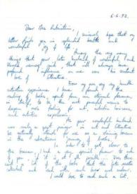 Carta dirigida a Aniela Rubinstein. Ramat Gan (Israel), 06-06-1993