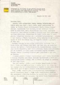 Carta dirigida a Aniela Rubinstein. Cracovia (Polonia), 31-07-1980