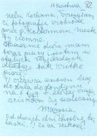 Carta dirigida a Aniela Rubinstein, 16-04-1982