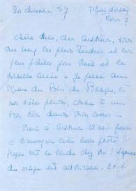 Carta dirigida a Aniela y Arthur Rubinstein. París (Francia), 20-12-1957