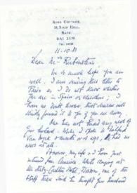 Carta dirigida a Aniela Rubinstein. Bath (Inglaterra), 11-10-1981