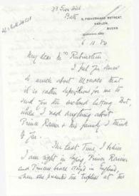 Carta dirigida a Aniela Rubinstein. Bath (Inglaterra), 06-10-1984