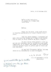 Carta dirigida a Arthur Rubinstein. París (Francia), 18-10-1979