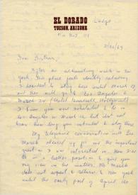Carta dirigida a Arthur Rubinstein. Lodge (Inglaterra), 26-02-1969