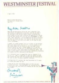Carta dirigida a Arthur Rubinstein. Londres (Inglaterra), 07-04-1972