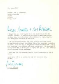 Carta dirigida a Aniela y Arthur Rubinstein. Londres (Inglaterra), 23-08-1974