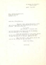 Carta dirigida a Aniela Mieczyslawska. París (Francia), 28-04-1974