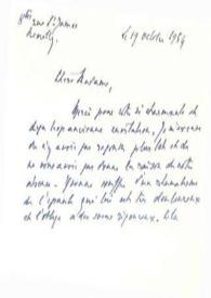 Tarjeta dirigida a Aniela Rubinstein. Neville (Francia), 19-10-1954