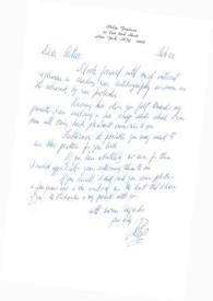 Carta dirigida a Arthur Rubinstein. Nueva York, 22-02-1972