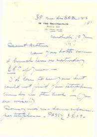 Carta dirigida a Arthur Rubinstein. París (Francia), 18-06-1954